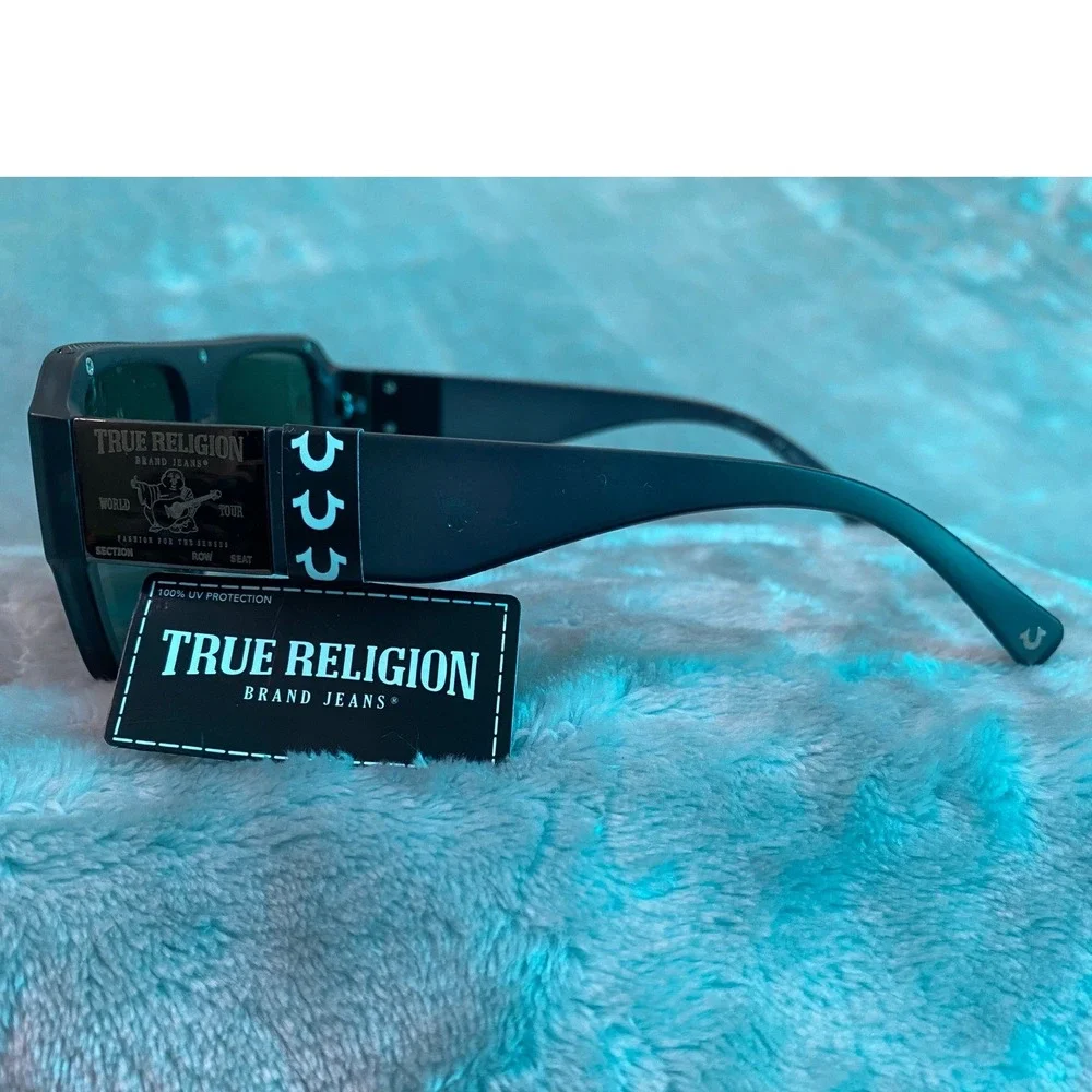 True Religion Sunglasses Mens OS Black TRM1872 Square Aviator UV Protection NWT